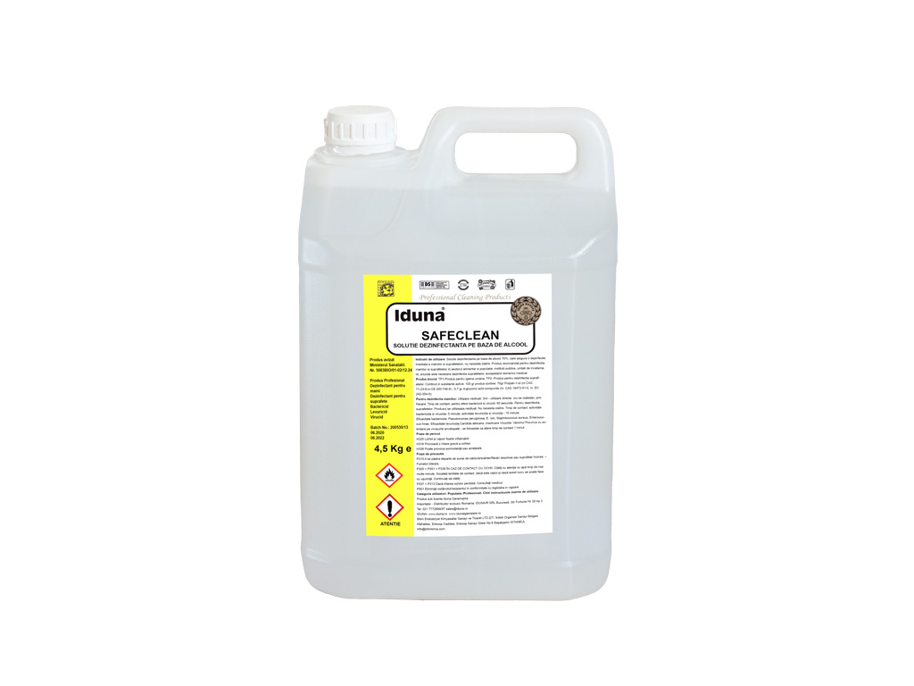 SAFECLEAN- dezinfectant pe baza de alcool 70% pentru maini si suprafete 4,5kg